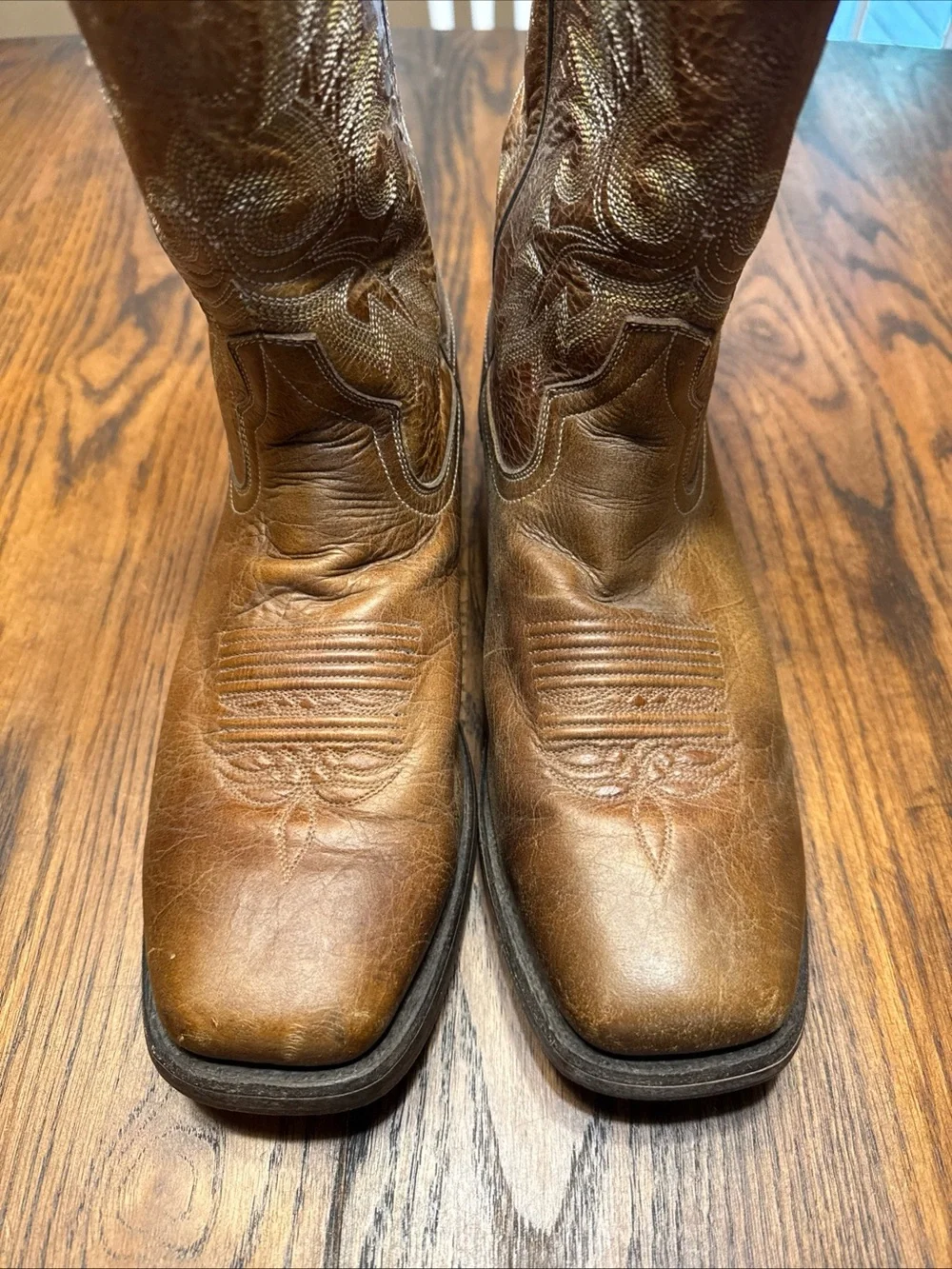 Double-H Cowboy Boots   Brown Shoe Size 10D Leather Square Toe Western